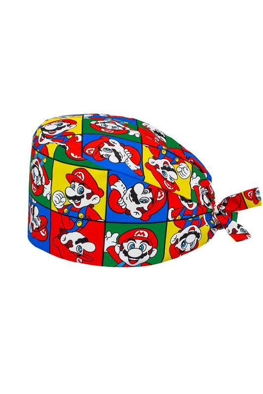OP-Haube aus Stoff mit Muster – Mehrfarbig mit Super-Mario-Motiv