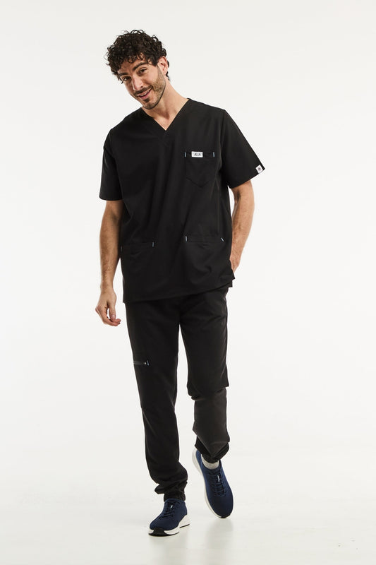 Medizinische Kleidung – Schwarz, Slimfit – Herren