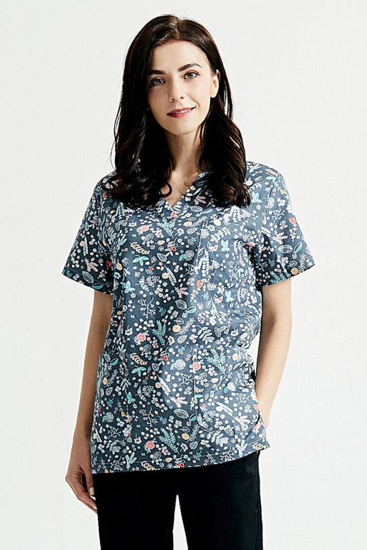 Unisex-Medizintunika – Dunkelgrau mit mehreren Mustern