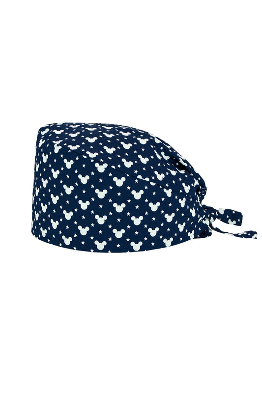 OP-Haube aus Stoff mit Muster – Marineblau mit Mickey-Köpfen