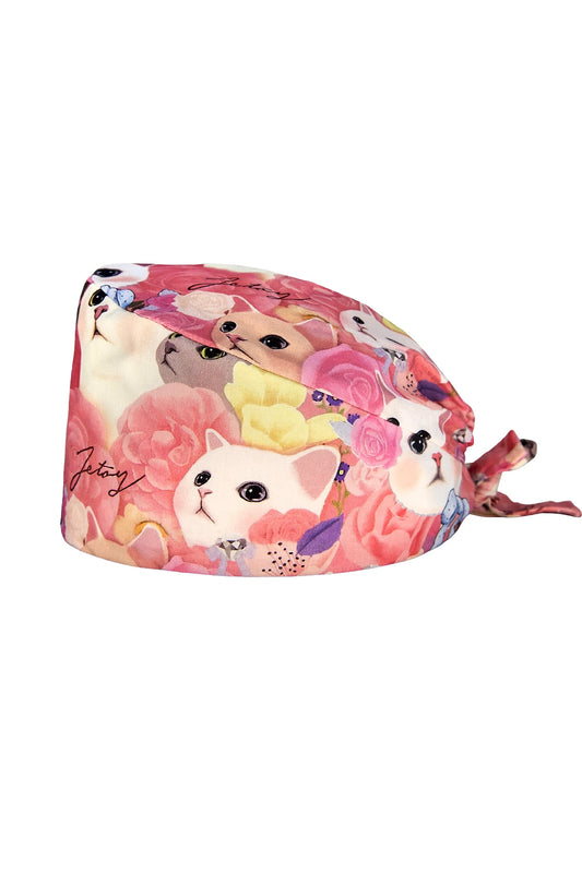 OP-Haube – Rosa mit Katzenmotiven