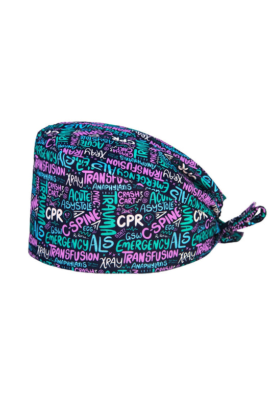 Medizinische OP-Haube – Notfall & Reanimation (Graffiti-Motiv)