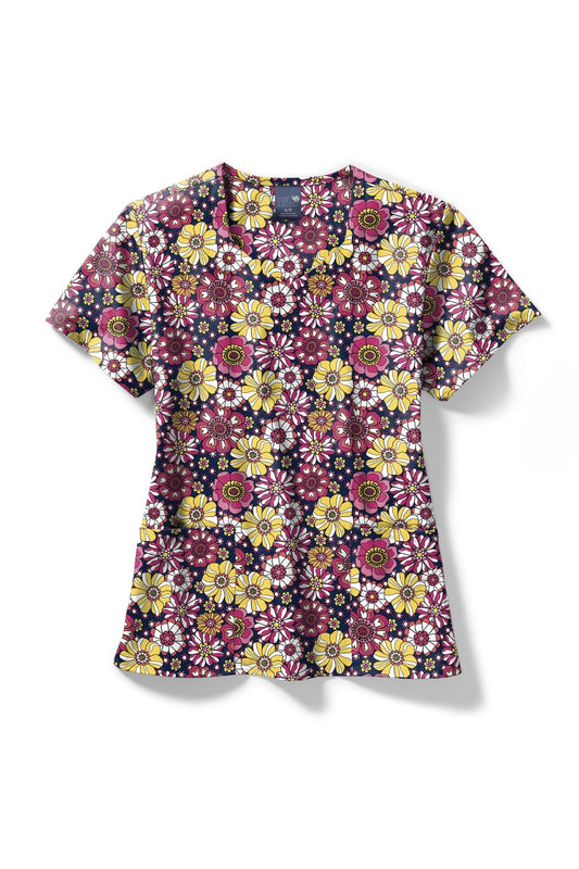 Medizinische Bluse – Mehrfarbig mit Blumenmuster