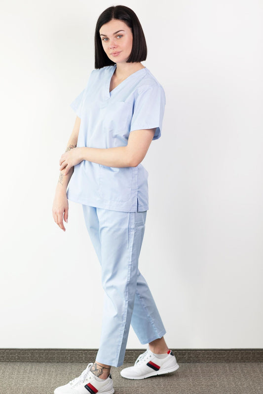 Basicfit - Medizinische Kittel - Unisex - Himmelblau