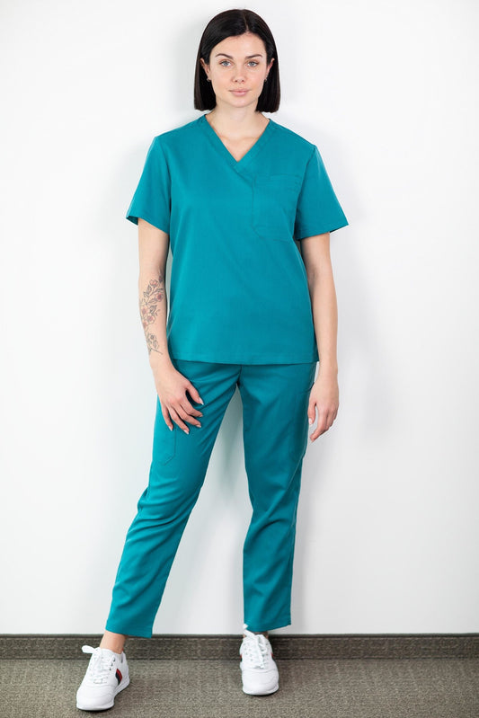 Medfit - Medizinisches Set Bluse und Hose - Unisex - Pfauenblau