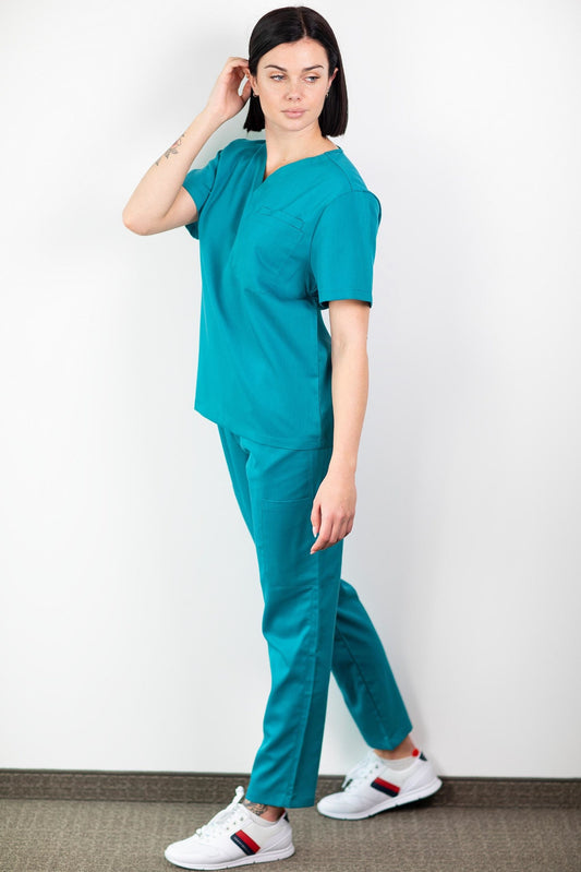 Medfit - Medizinisches Set Bluse und Hose - Unisex - Pfauenblau