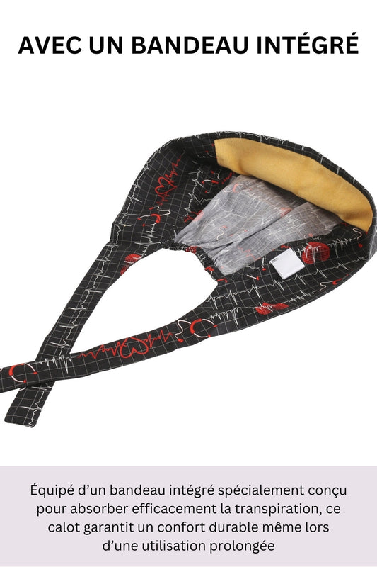 OP-Haube – Schwarz mit Schmetterlings- und Blumenmuster – Kurzhaar