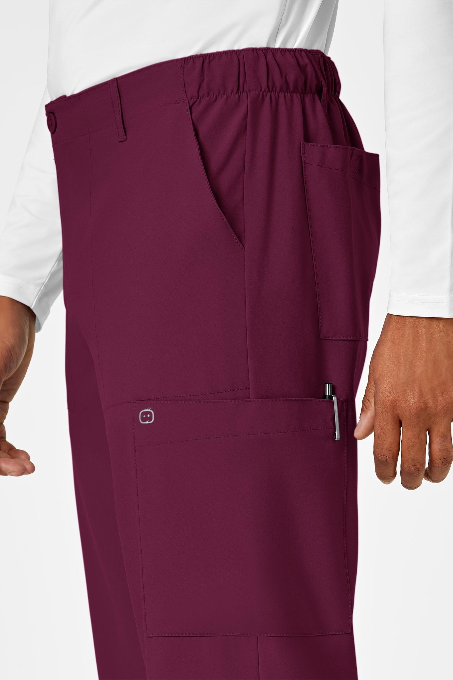 Pantalons de tenue médicale Bordeaux avec poches latérales pour homme