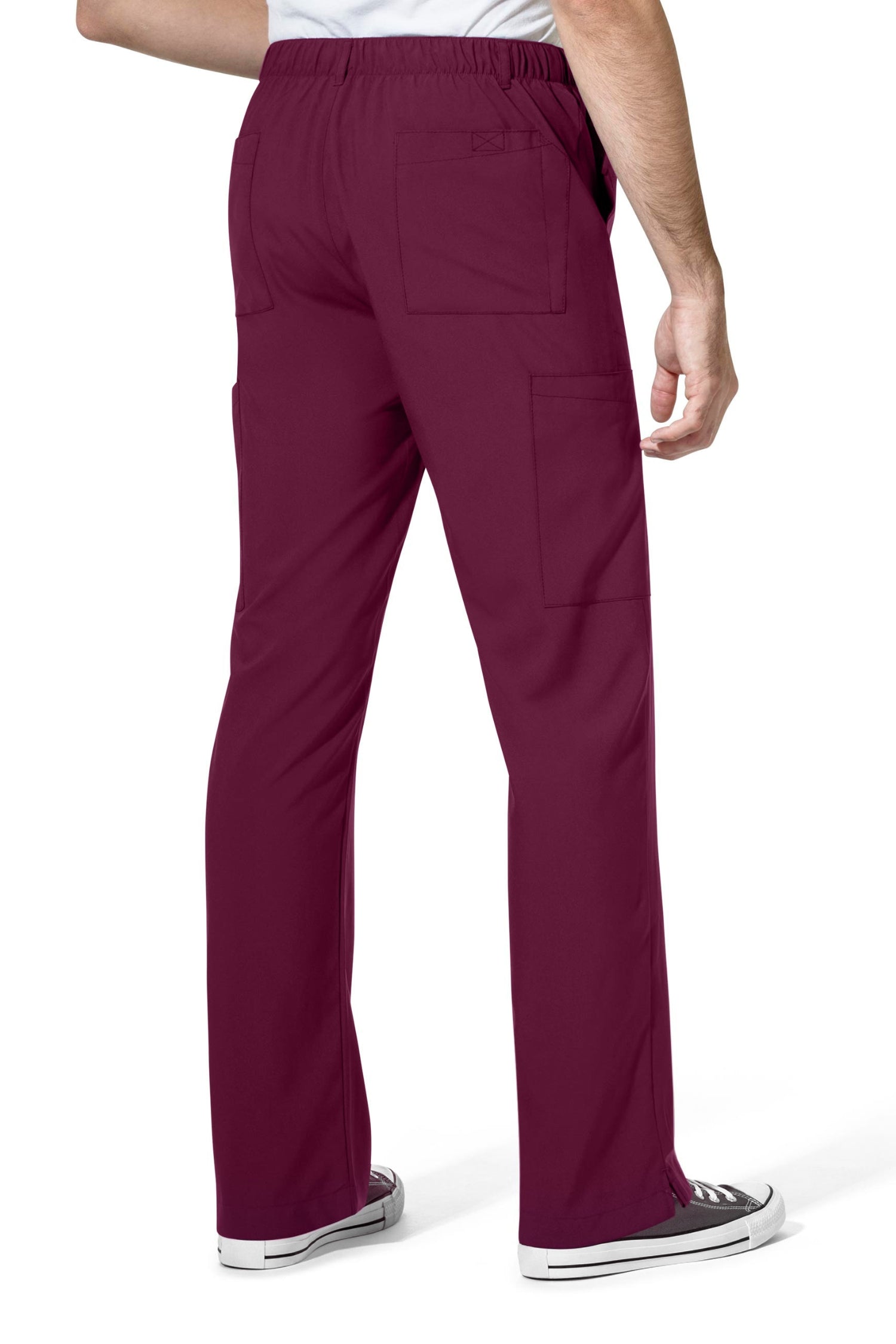 Pantalon de tenue médicale Bordeaux avec ceinture élastique pour une tenue médicale complète