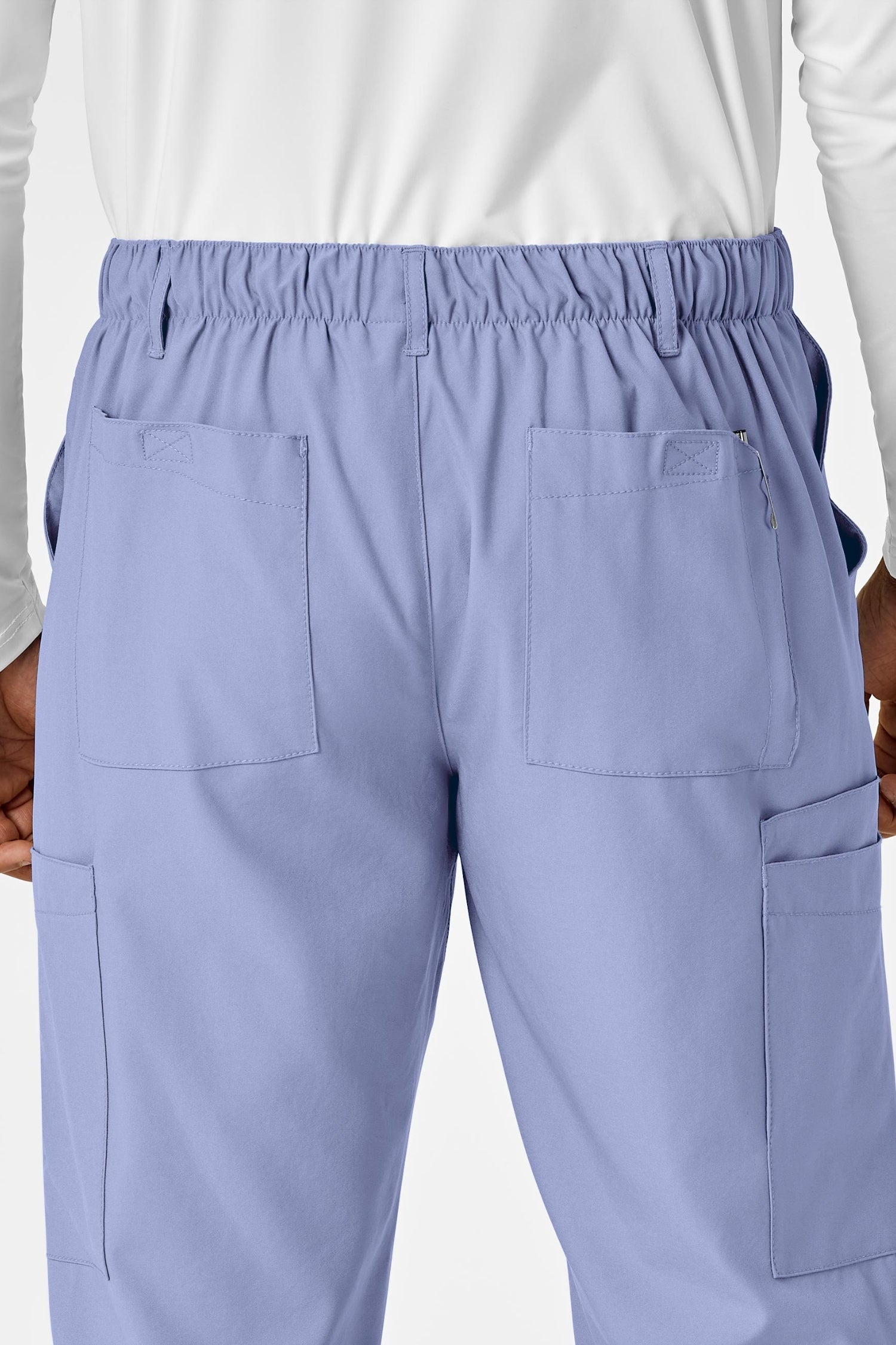 Pantalons de tenue médicale bleu ciel pour homme avec Größe élastique et poches