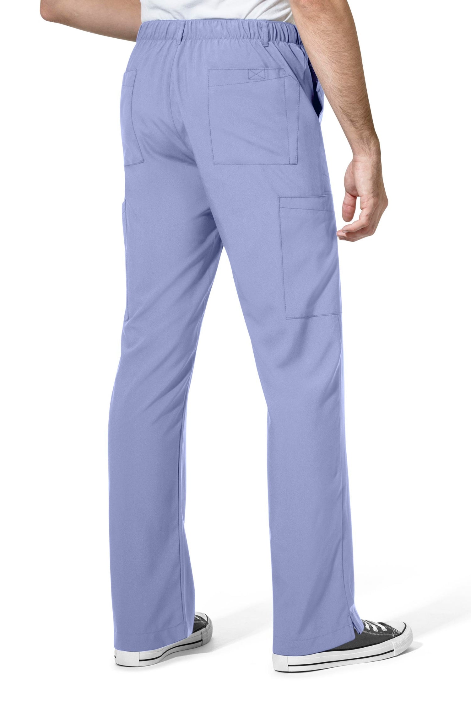 Pantalon de tenue médicale bleu ciel avec Größe élastique et poches latérales